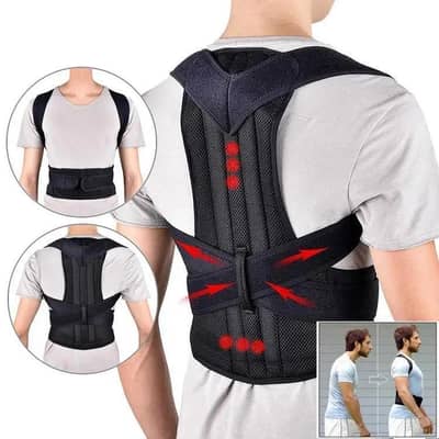 Black Adjustable Mesh Posture Corrector Belt for Men