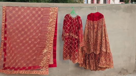 Beautiful Red & Golden Bridal Wedding Dress