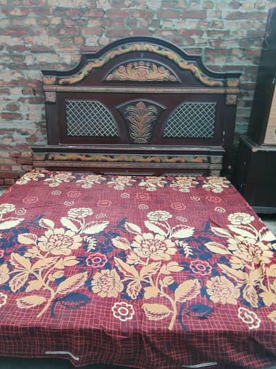 large bed and showcase sale with best condition