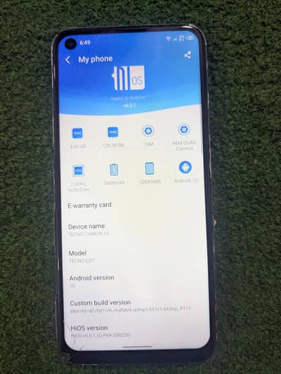 Tecno CAMON 15 4GB 128GB 5000 BTRY 03148933780