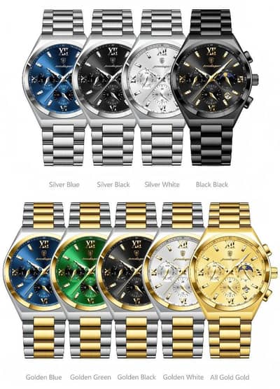 POEDAGAR 688 New Quartz Watch Three Eyes Dial Multi Function
