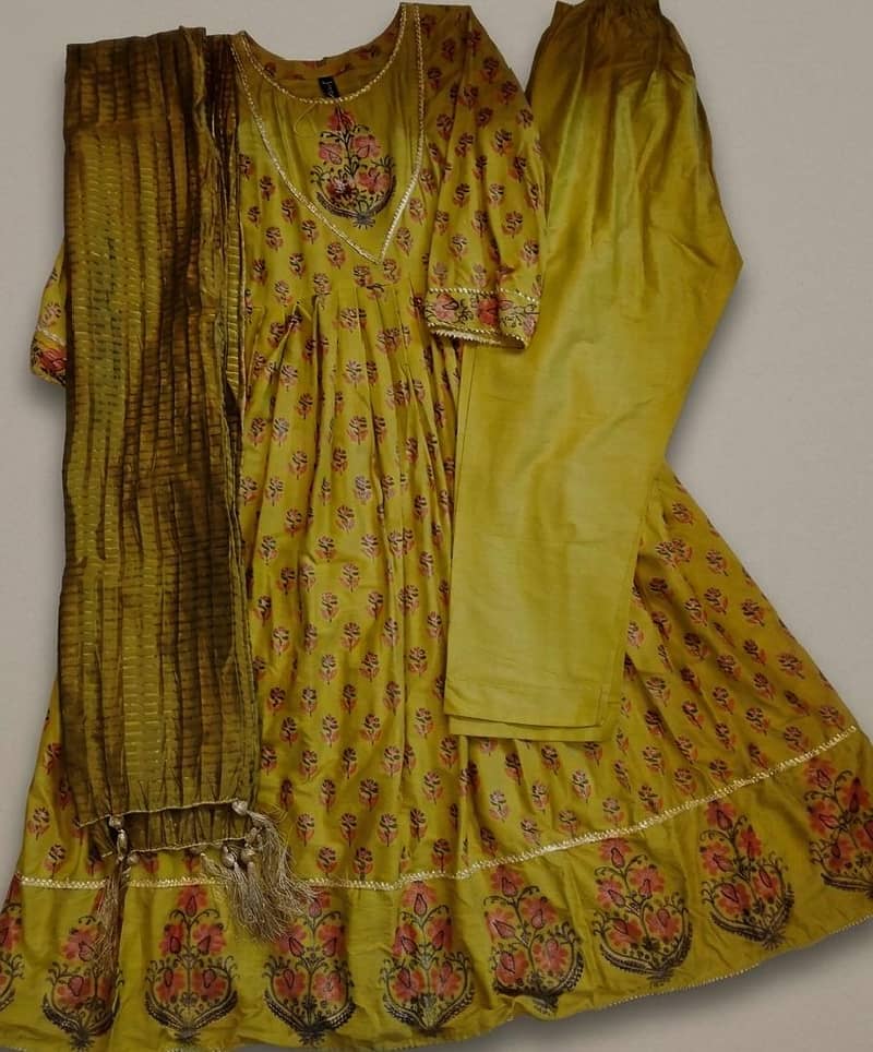 denim jacket and anarkali dress 1