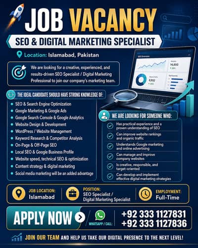 JOB VACANCY — SEO & DIGITAL MARKETING SPECIALIST