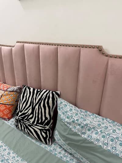 Pink Velvet Bed King Size