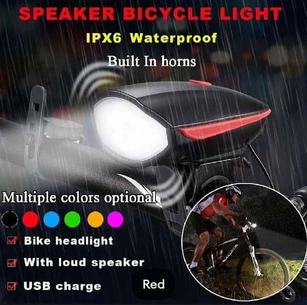 2-in-1 Super Bright TYPE C Rechargeable New Bicycle Light with 120dB Electric Horn Cycle  bicycle safety night Rider light