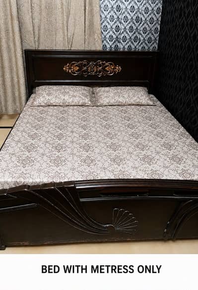 Double Bed with Mattress Wooden Bed