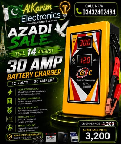 Battery charger 30A New Technology Azadi sale 2026