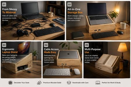 wooden laptop stand