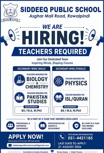 School Teachers Required | Urgent Hiring | Male & Female Jobs | Jobs