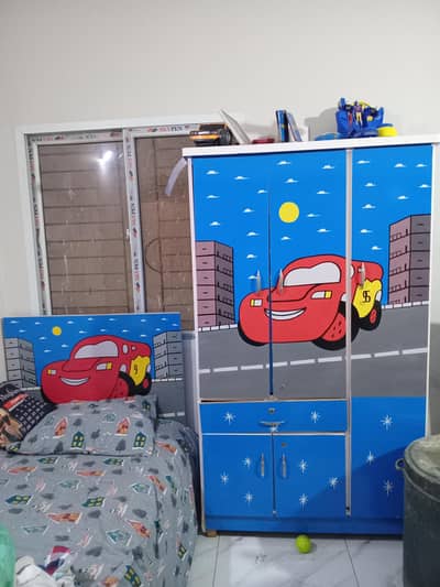 Kids bed with. cupboard *Cars theme