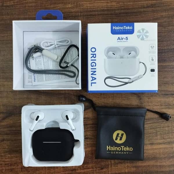 Original Haino Teko (Germany) Air-5 True Wireless Earbuds | Active Noise Cancellation TWS Ear ponds | Bluetooth 5.2 Headset with Free Silicon Cover - Special Deal