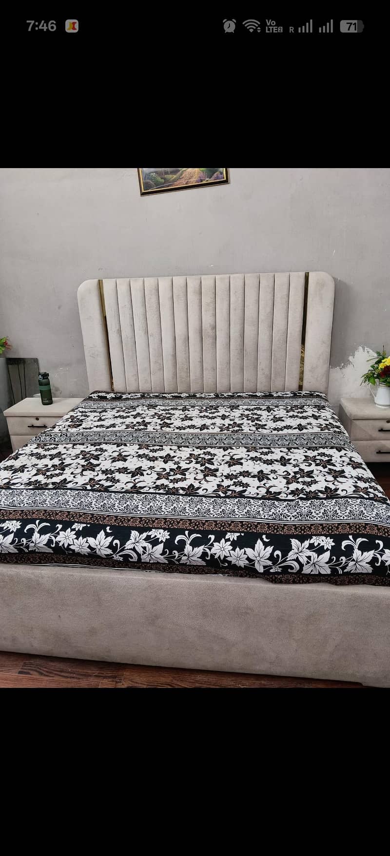 Bed, side table & dressing 1