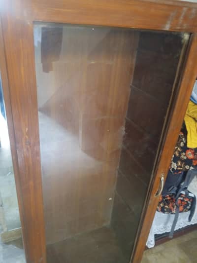 Wooden Wardrobe with Mirror – Used Condition