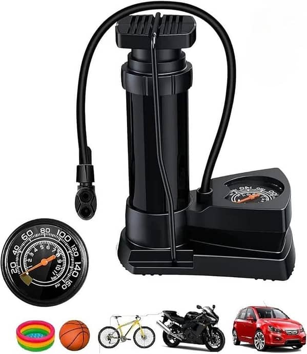 Gauge PUMP Original Portable Mini Foot Air Pump with Pressure Gauge for Car, Bike, Bicycle, Football, and Inflatables Cycle Pumps - High Pressure Tyre Inflator