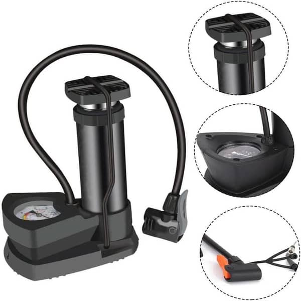 Gauge PUMP Original Portable Mini Foot Air Pump with Pressure Gauge for Car, Bike, Bicycle, Football, and Inflatables Cycle Pumps - High Pressure Tyre Inflator