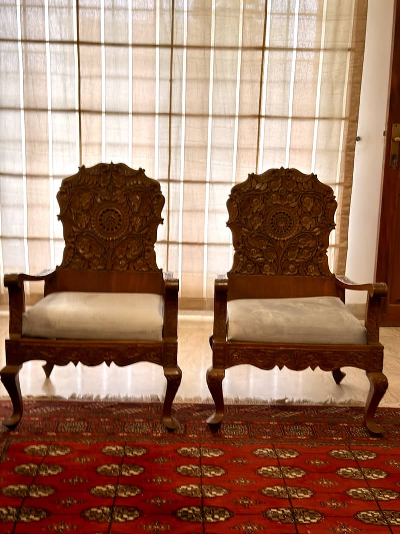 Chiniot solid walnut wood sofa set 1