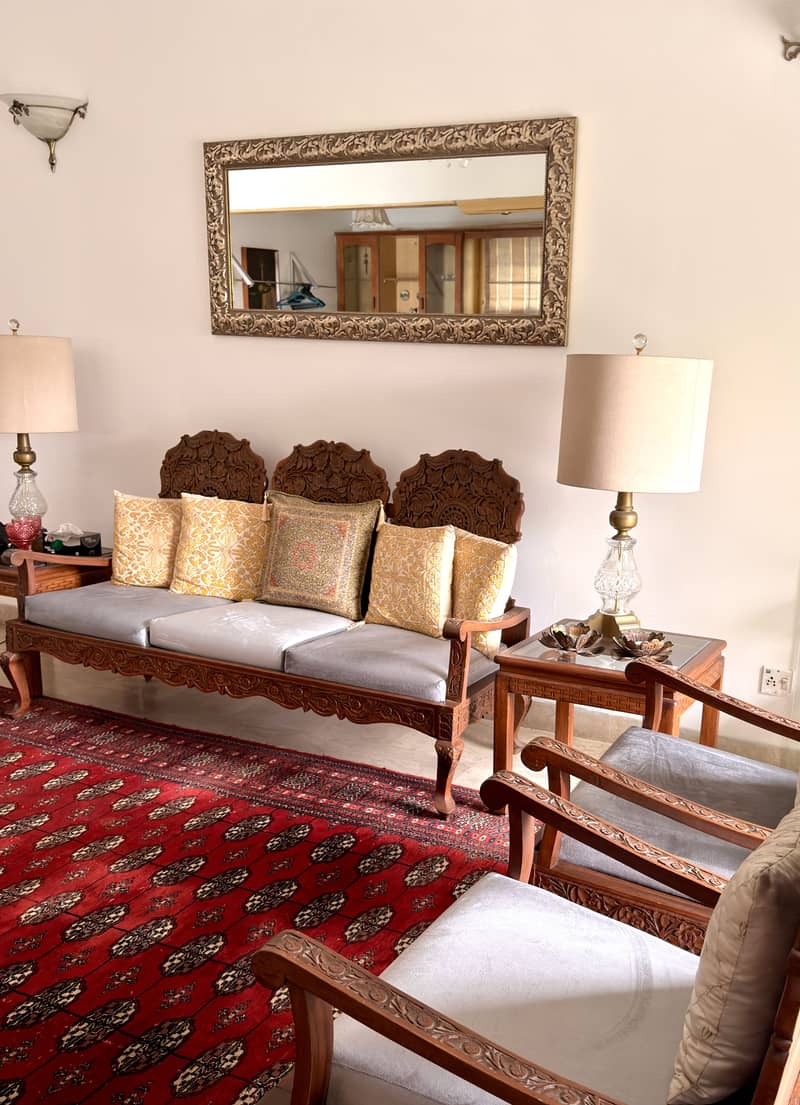 Chiniot solid walnut wood sofa set 2