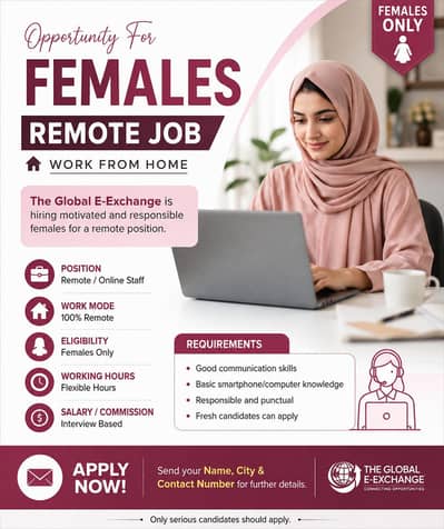 Remote job opertunity for females