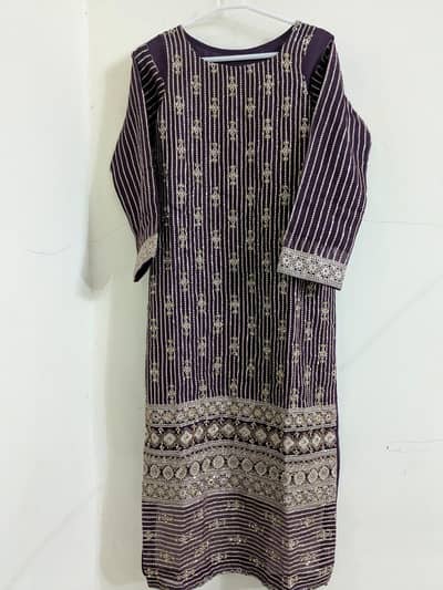 Plum Color Fancy 3-Piece Embroidered Suit – Like New | Small-Medium