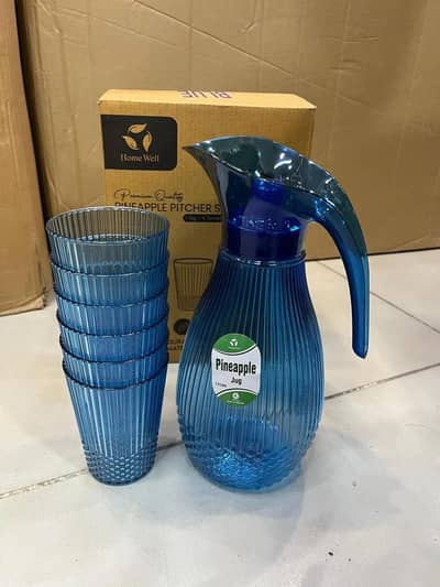 Pineapple Water Pitcher Set - 1 Jug + 6 Glasses
