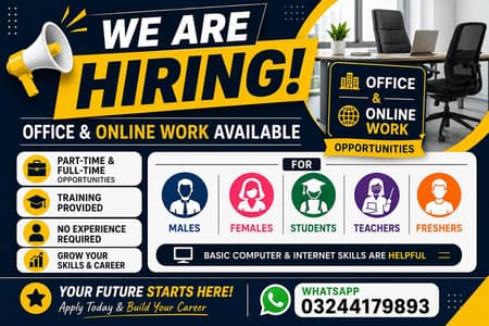ONLINE JOB FOR MALES AND FEMALES URGENT NEED STAFF