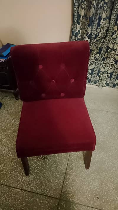 Velvet fabric sofa chair pair