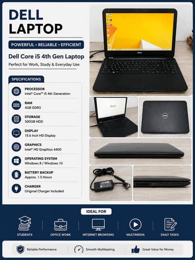  Dell Core i5 4th Gen Laptop | 4GB RAM | 500GB HDD | Ready to Use 