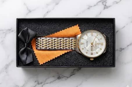 Luxury Original Poedagar Gold & Silver Watch| Date & Day Working