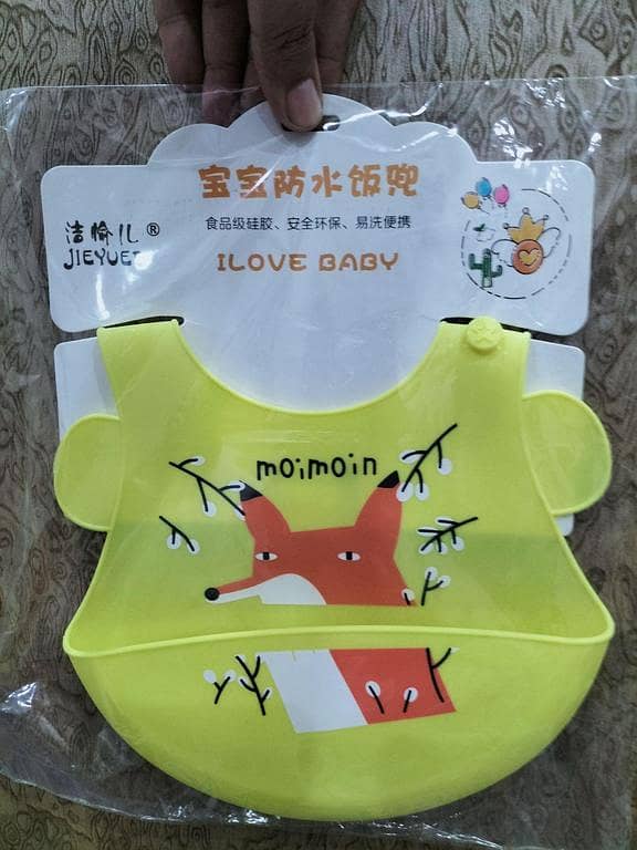 New Bpa Free Water Proof Printed Cute Toddler Baby Feeding Silicon Animal Shape Bibs. Whole Sale Rate