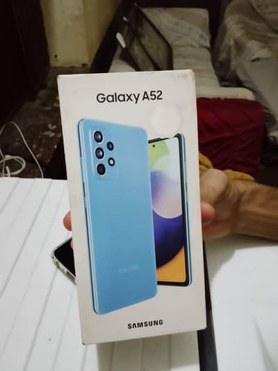 Samsung Mobile A52 8 128gb box charger sath exchange 03275437410 whata