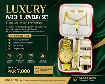 Pack of 6 Watch Set for Men — Stainless Steel Analog Quartz Watches
