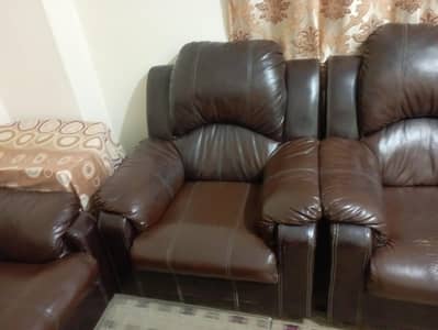 ​7 Seater Dark Brown Leatherette Sofa Set – Available For Sale
