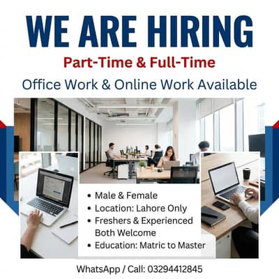ONLINE WORK AND PART TIME WORK AVAILABLE FOR MALES AND FEMALES