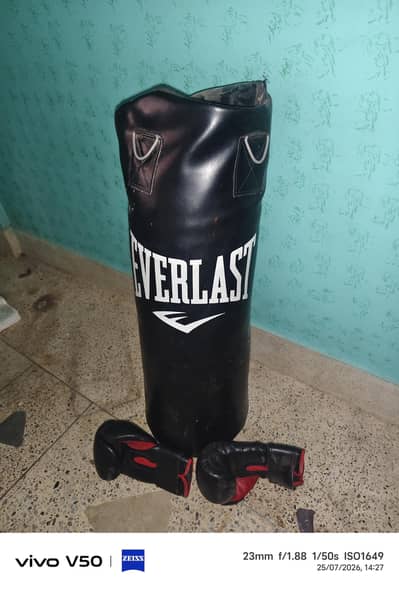 boxing original Gloves with punching beg