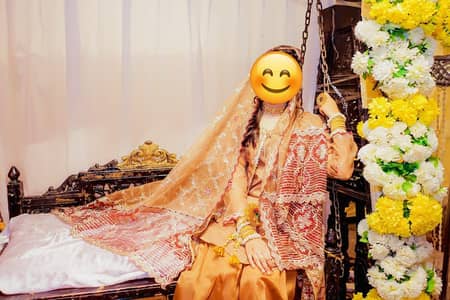 Mehndi Outfit for Sale | Elegant Short Shirt with Gown & Garara