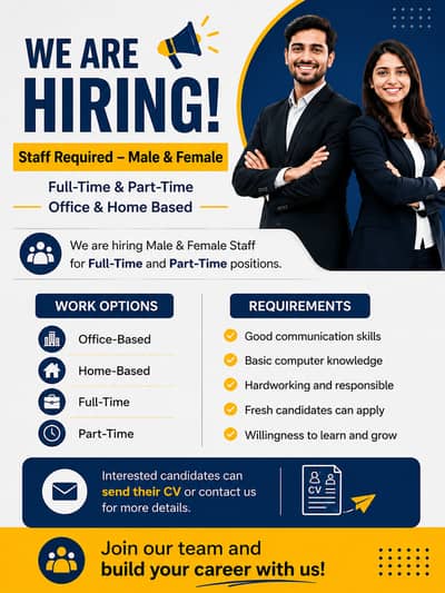 Hiring Staff male female for office based, home based