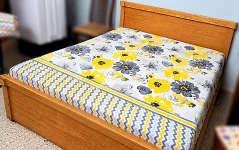 Bed with mattress, cupboard and dresser. Contact on 03373195090