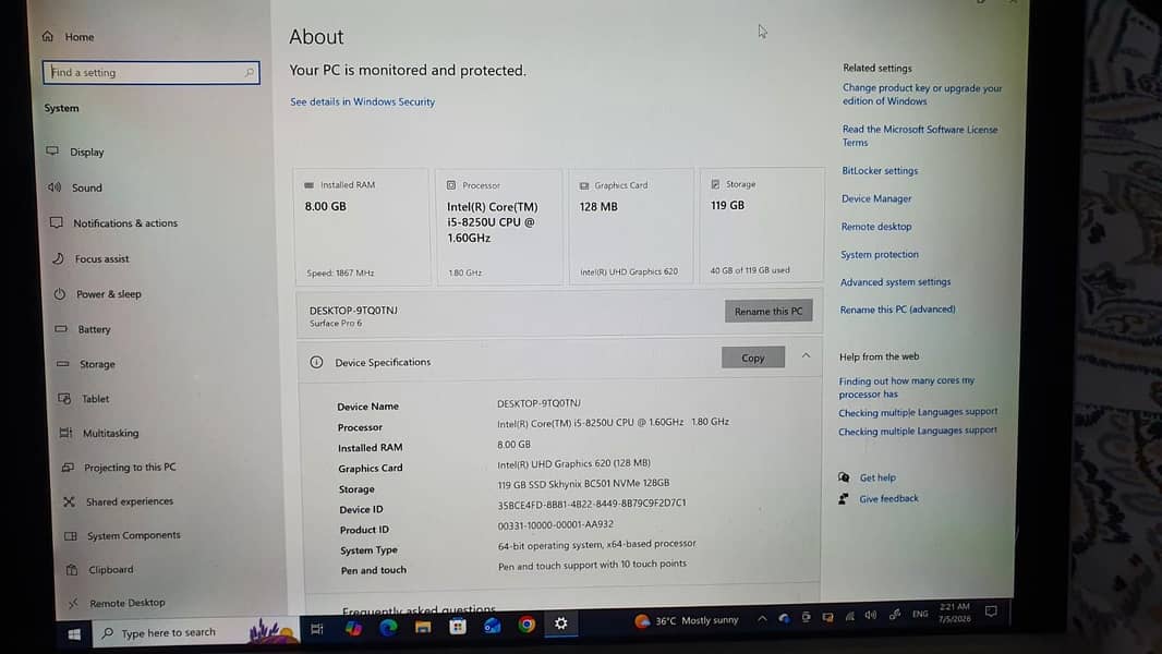 Microsoft surfce pro6 2