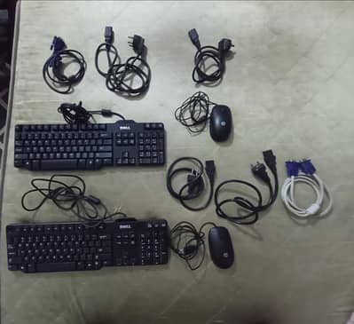 2× Dell Keyboard + Mouse Combo with VGA & Power Cables – Used
