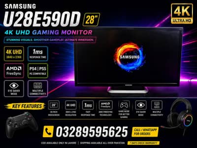 Samsung U28e590d 28" 4k UHD 1ms AMD FreeSync PS4,PS5,PC Gaming Monitor