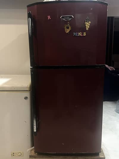Haier maroon 2 door refrigerator/ excellent cooling