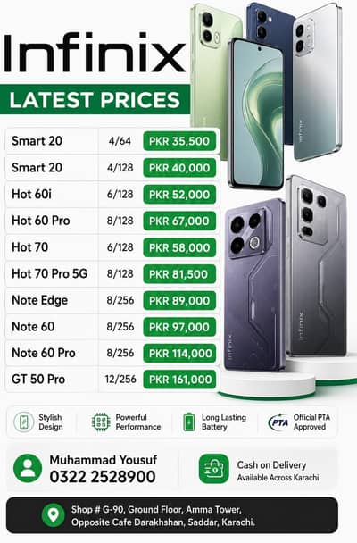 Infinix Smart 20, Hot 60i, Hot 60 Pro, Hot 70 Pro, Note Edge, Note 60