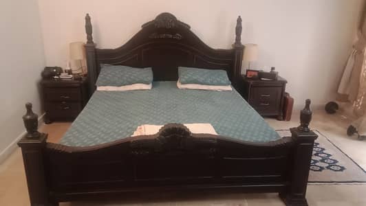 Solid Sheesham Double Bed Dresser and Wardrobe for Sale