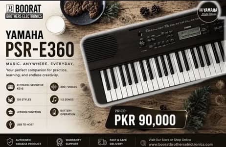 Yamaha PSR-E360 is a portable 61-keyboard one year warranty