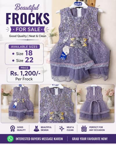 Good Quality Frocks for Sale – Size 18 & 22 – Rs. 1,200 Each