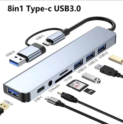8 in 1 USB 3.0 HUB Type A+Type C (Delivery not possible)