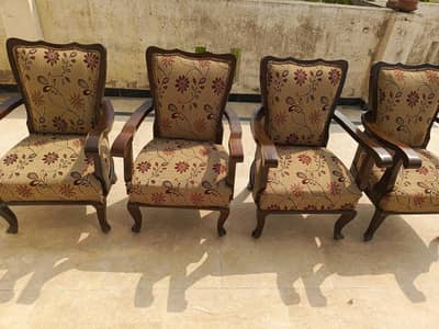 4 Solid Tali Wood Chairs For Sale