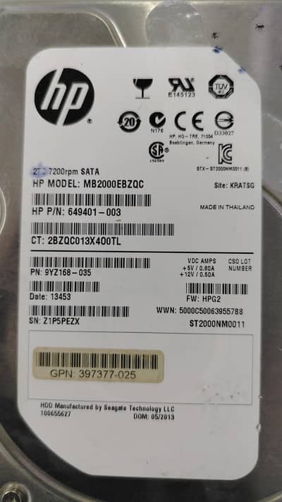 HP 2Tb Hdd in good condition