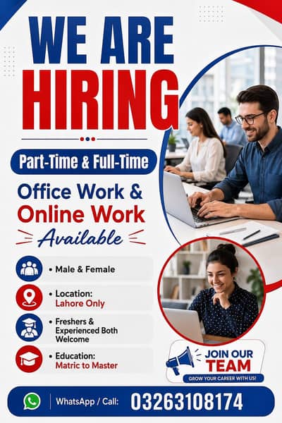 NEED URGENT STAFF OF 50 PERSONS FOR OFFICE WORK AND ONLINE WORK