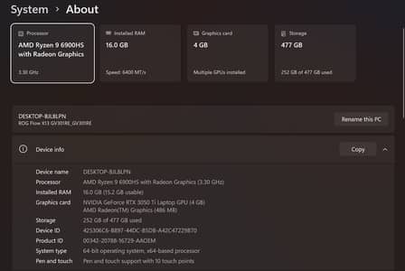 ASUS ROG Flow X13 GV301RE | Ryzen 9 | RTX 3050 Ti 4GB | 16GB | 512GB S